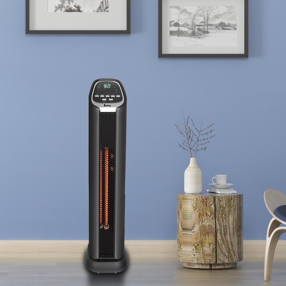 1500W Electric Infrared Heater, 24" Portable Fast Heating Space Personal Heater with Remote Control, 2 Element Quartz Electric Fireplace Heater with Adjustable Thermostat for Home Office, S8641