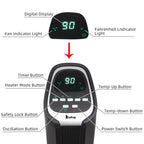 1500W Electric Space Heater with Remote Control, SEGMART 24" Portable Fast Heating Infrared Personal Heater, 2 Element Quartz Electric Fireplace Heater w/Adjustable Thermostat for Home Office, S8649
