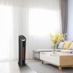 1500W Electric Infrared Heater, 24" Portable Fast Heating Space Personal Heater with Remote Control, 2 Element Quartz Electric Fireplace Heater with Adjustable Thermostat for Home Office, S8641