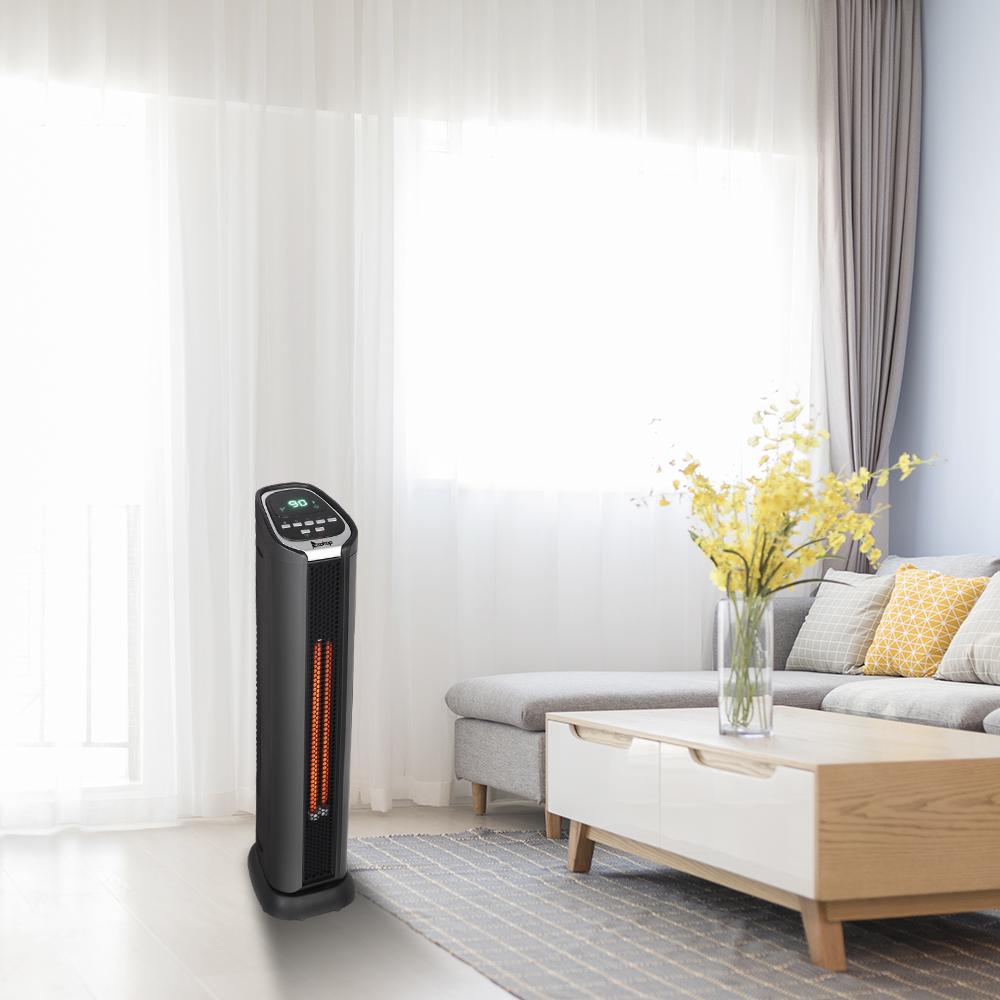 1500W Electric Space Heater with Remote Control, SEGMART 24" Portable Fast Heating Infrared Personal Heater, 2 Element Quartz Electric Fireplace Heater w/Adjustable Thermostat for Home Office, S8649