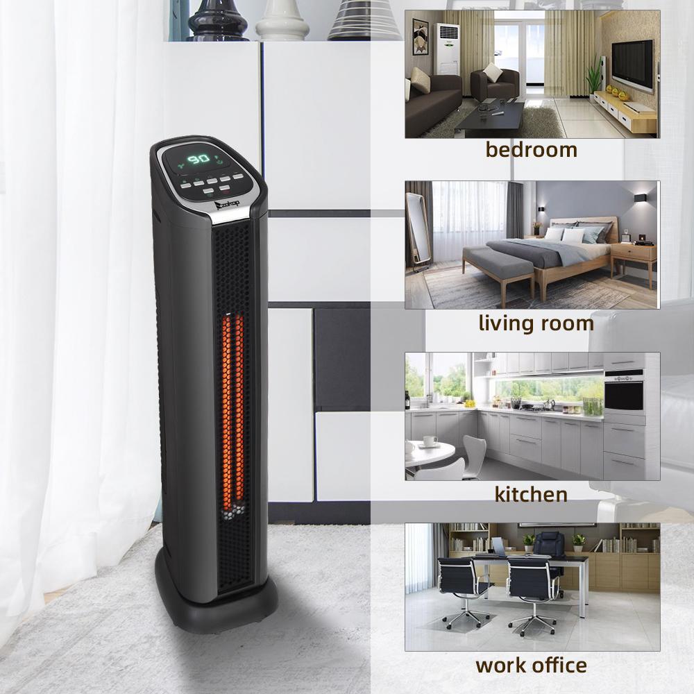 SEGMART 1500W Infrared Heater, 24" Personal Heater with Remote Control, Electric Ceramic Heater with 2 Element Quartz, 3 Heat Settings, Quick Heat-up for Home Office Indoor Use, Black, S8646