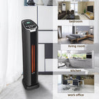1500W Electric Infrared Heater, 24" Portable Fast Heating Space Personal Heater with Remote Control, 2 Element Quartz Electric Fireplace Heater with Adjustable Thermostat for Home Office, S8641