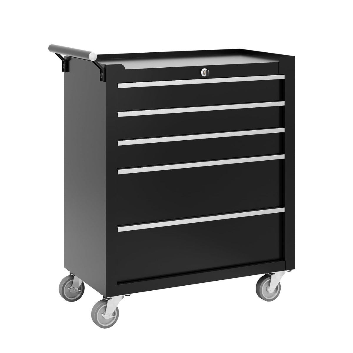 Rolling Tool Chest, 5 Drawers Tool StoraCabinet, Toolbox with Wheels, Portable Tool Cabinet Organizer with LocSystem & Drawer Liners, Tool StoraCart for Garage, Workshop, Black
