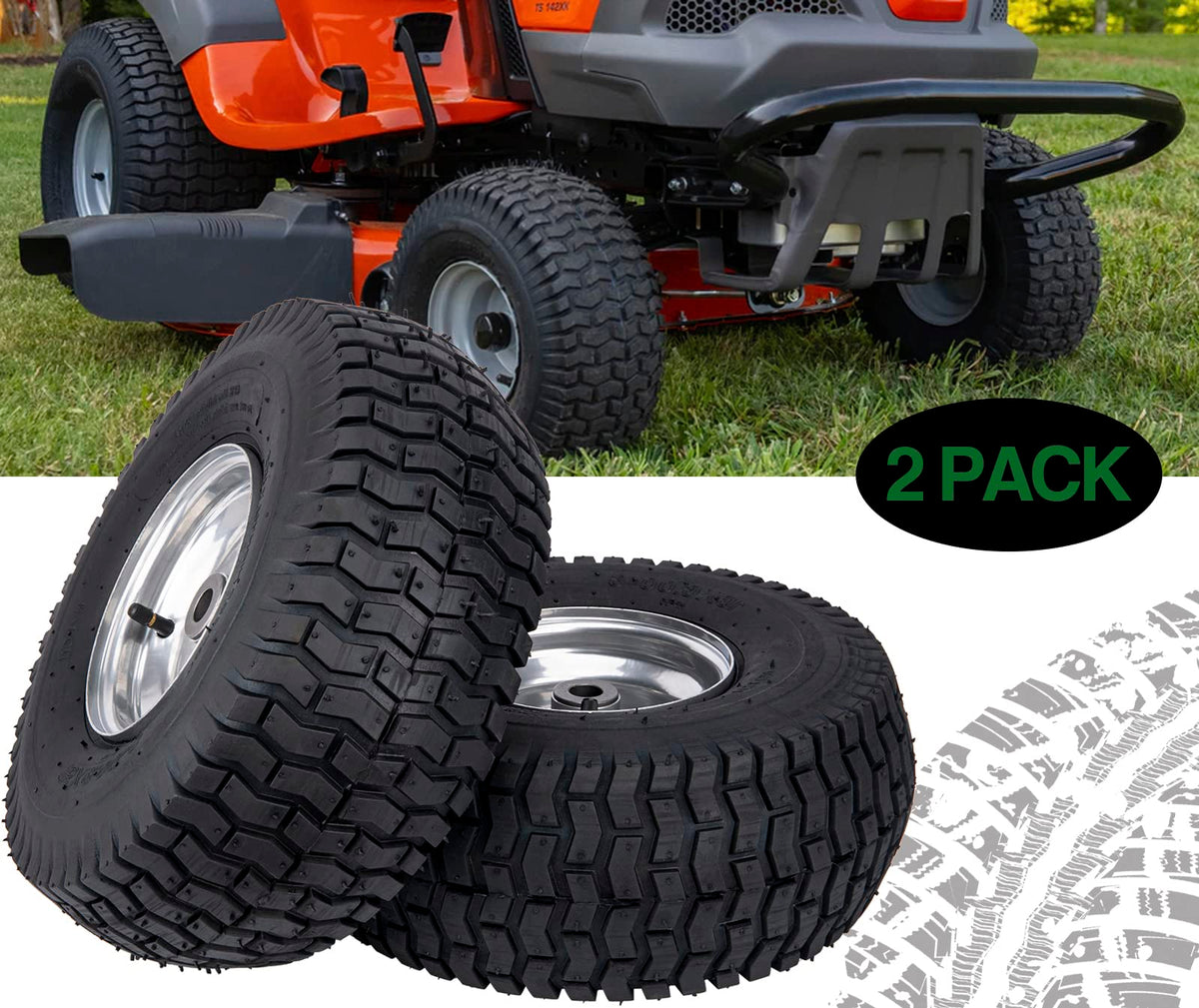 15x6.00-6 Lawn Mower Tire and Wheel Front Tire Compatible with    Riding Mowers Lawn Tractors