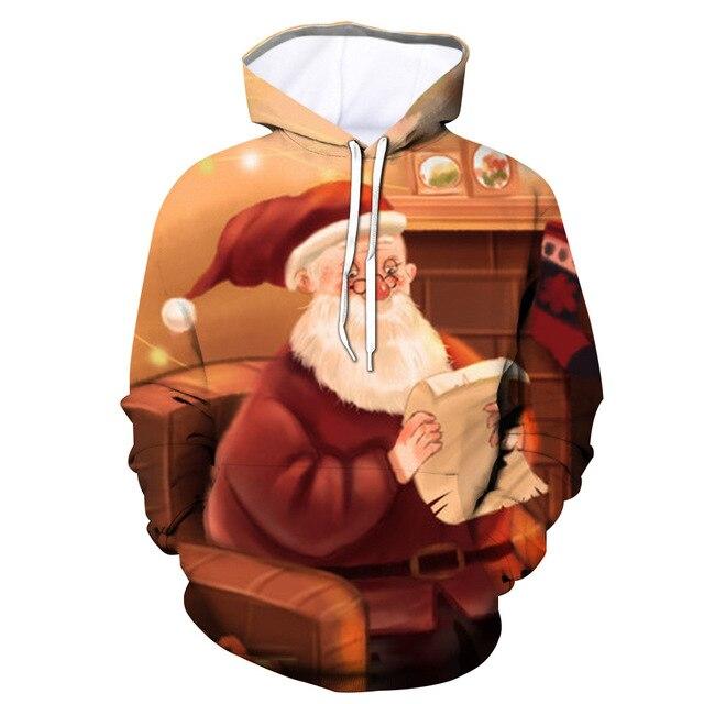 2021 Xmas Winter 3D Santa Claus Printing Sweatshirt Hoodies