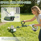 21V 3-in-1 Cordless Weed Wacker Eater-Weeding/Trimming/Lawn Mower, with 8 Replace Auto Line Feed, Electric Grass Trimmer for Garden, Lawn, 120 Mins of Non-Stop (2x4.0 mAh Battery Included)