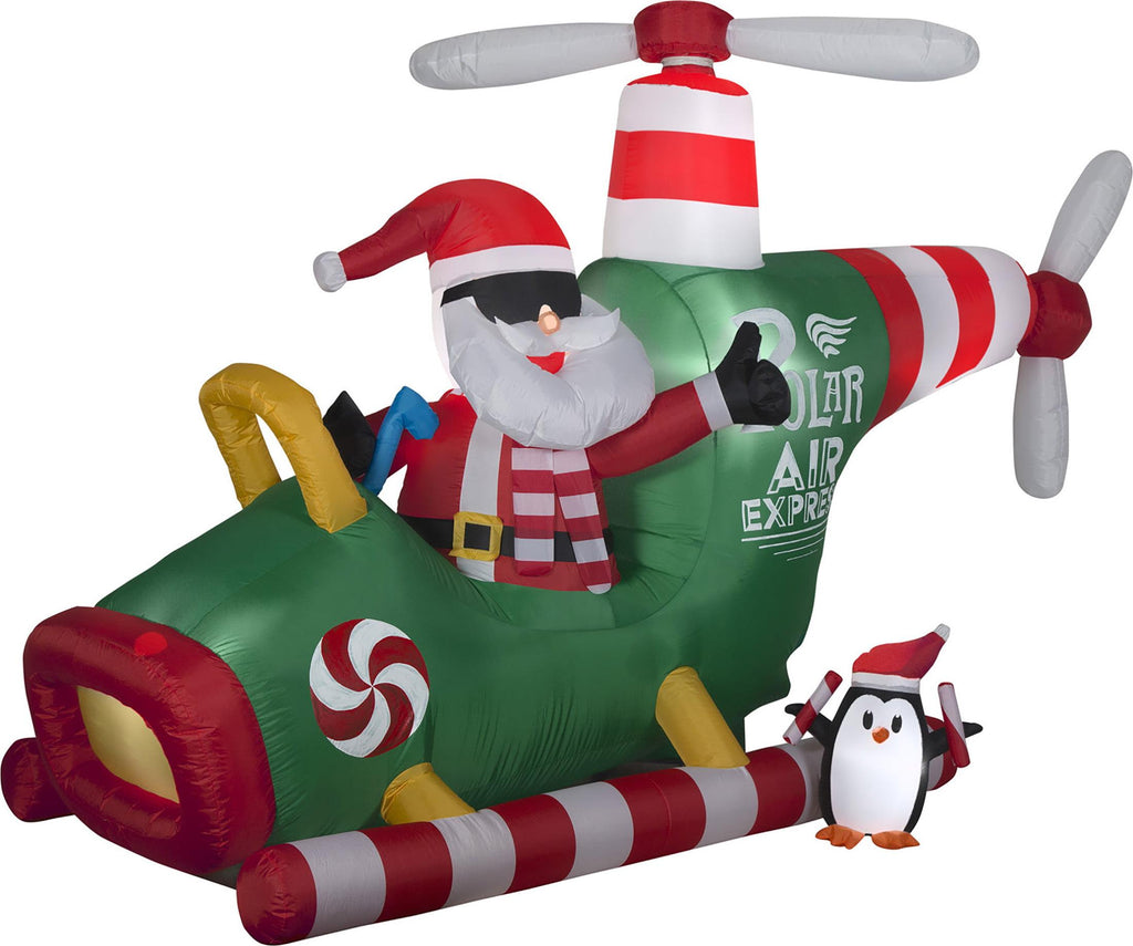 Gemmy Christmas Airblown Animated Helicopter Scene Yard Inflatable, 70.47"