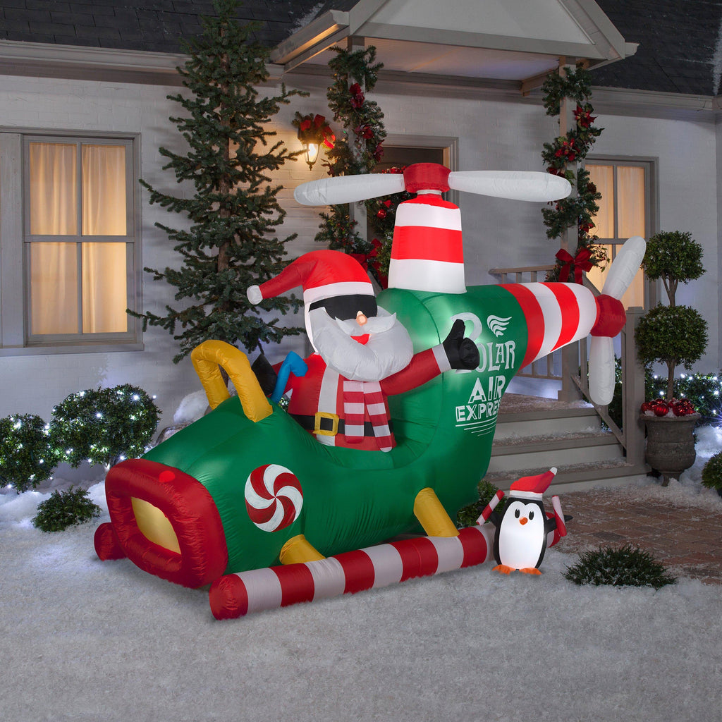 Gemmy Christmas Airblown Animated Helicopter Scene Yard Inflatable, 70.47"