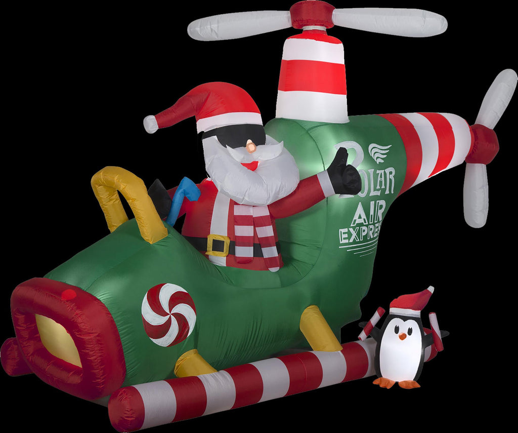 Gemmy Christmas Airblown Animated Helicopter Scene Yard Inflatable, 70.47"