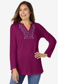 embroidered thermal henley tee