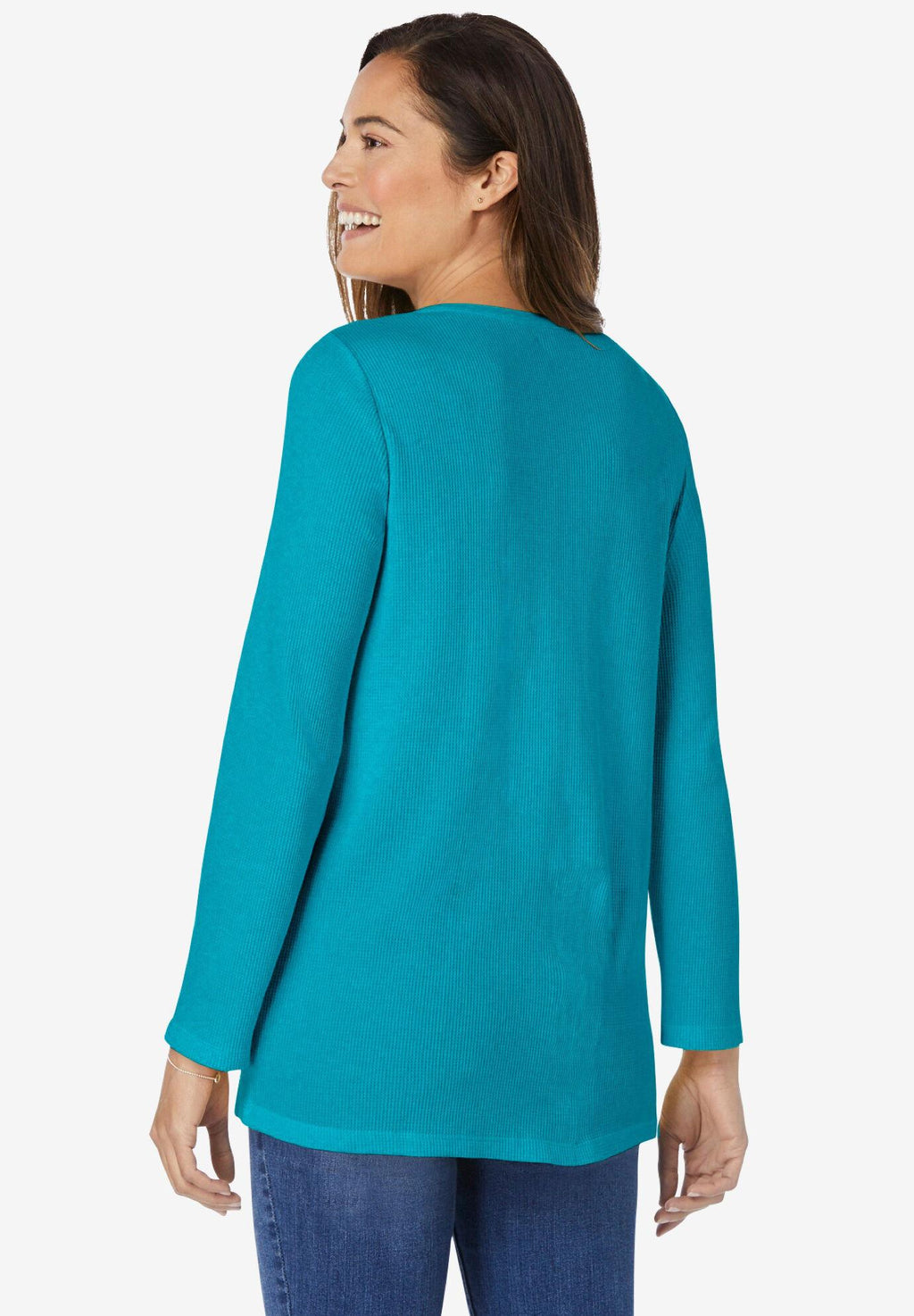 embroidered thermal henley tee