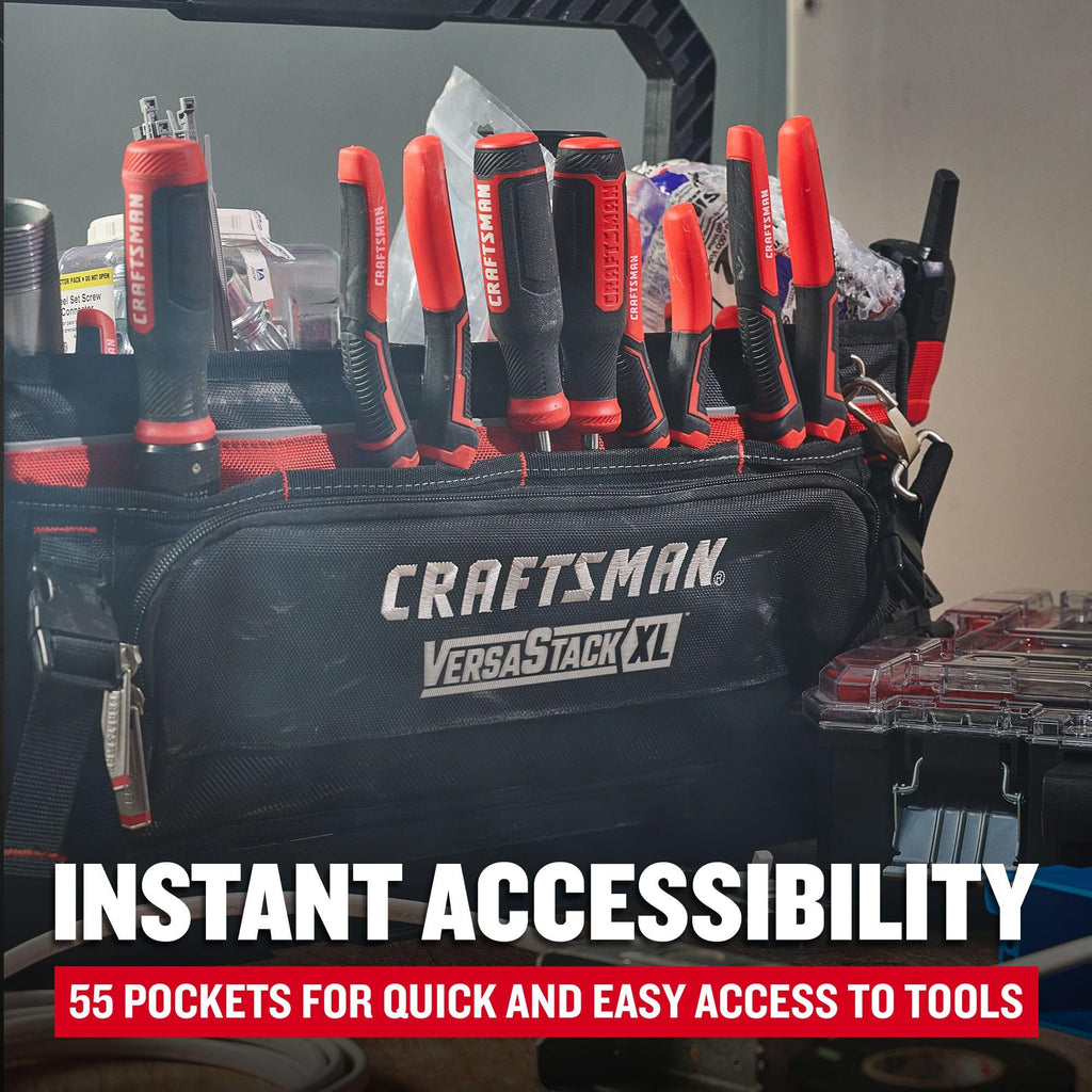 VERSASTACK XL Tool Bag, 22.5”, Durable Polyester, Black and Red (CMST21450)