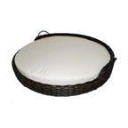 Iconic Pet Rattan / Wicker Round Pet Bed with Handles in Varying Sizes, Dog /Cat Bed made of Woven, Pliable Rattan, Metal Frame Chaise, Indoor / Outdoor LounFurniture, Water Resistant Cushion Cover