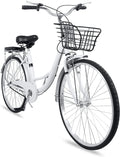 WINTECY Cruiser Bike Women 24 Inch, Men Women Bike Road Bicycle with Basket for Adults - 24 Inch Wheels
