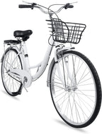 WINTECY Cruiser Bike Women 24 Inch, Men Women Bike Road Bicycle with Basket for Adults - 24 Inch Wheels