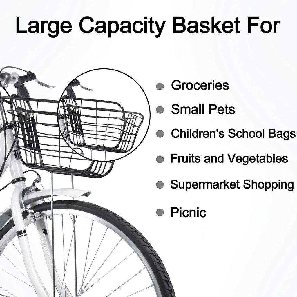 WINTECY 24 Inch Cruiser Bike Road Bicycle with Basket Classic Bicycle Retro Bicycle Men Women Bike for Adults