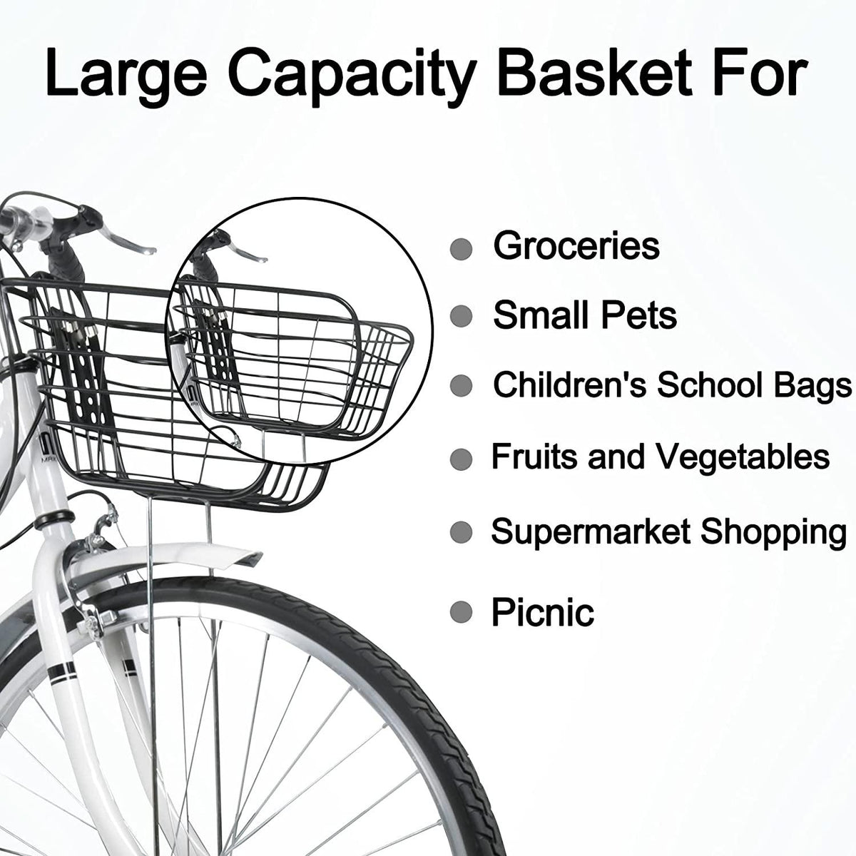 WINTECY 24 Inch Cruiser Bike Road Bicycle with Basket Classic Bicycle Retro Bicycle Men Women Bike for Adults