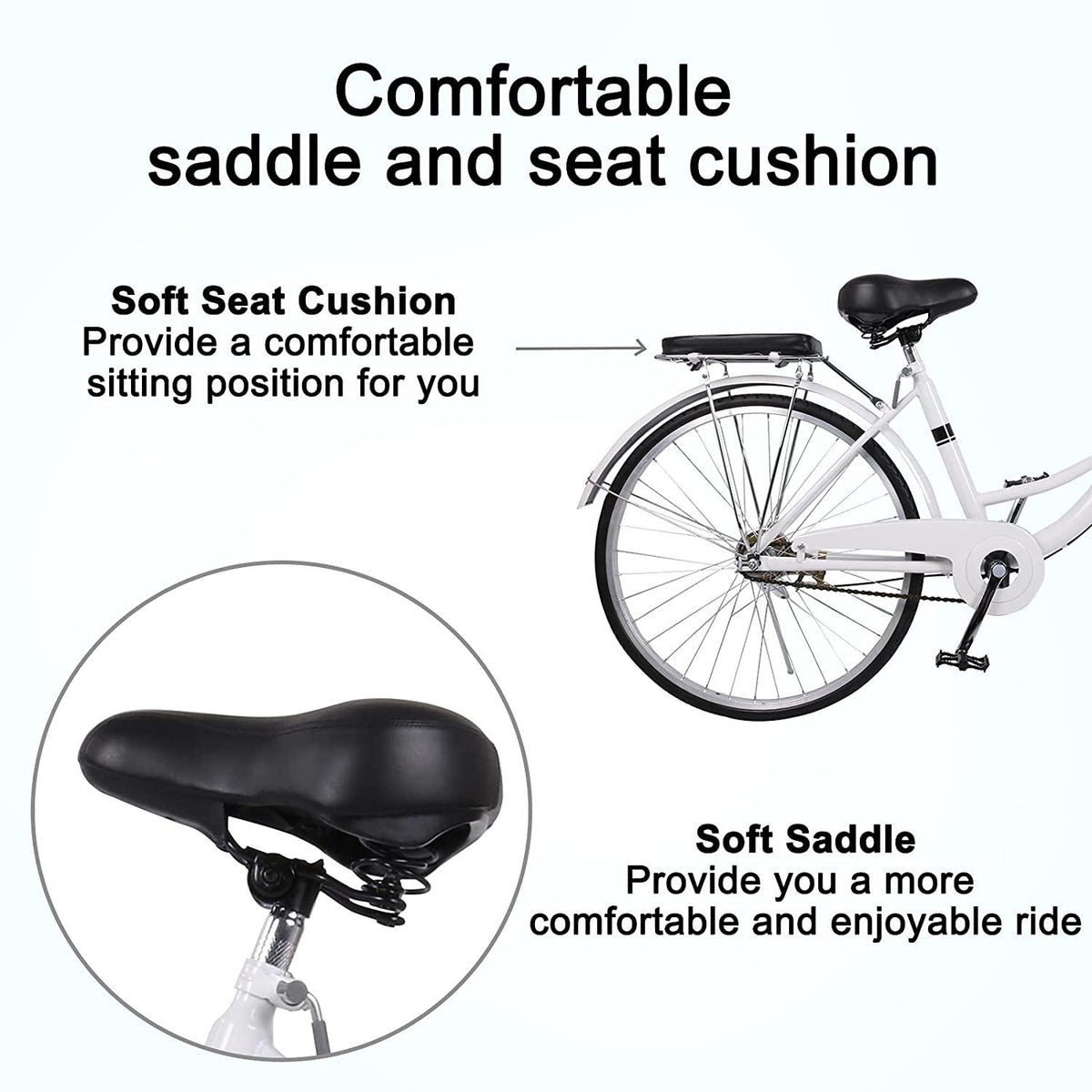 WINTECY Cruiser Bike Women 24 Inch, Men Women Bike Road Bicycle with Basket for Adults - 24 Inch Wheels