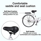 WINTECY 24 Inch Cruiser Bike Road Bicycle with Basket Classic Bicycle Retro Bicycle Men Women Bike for Adults