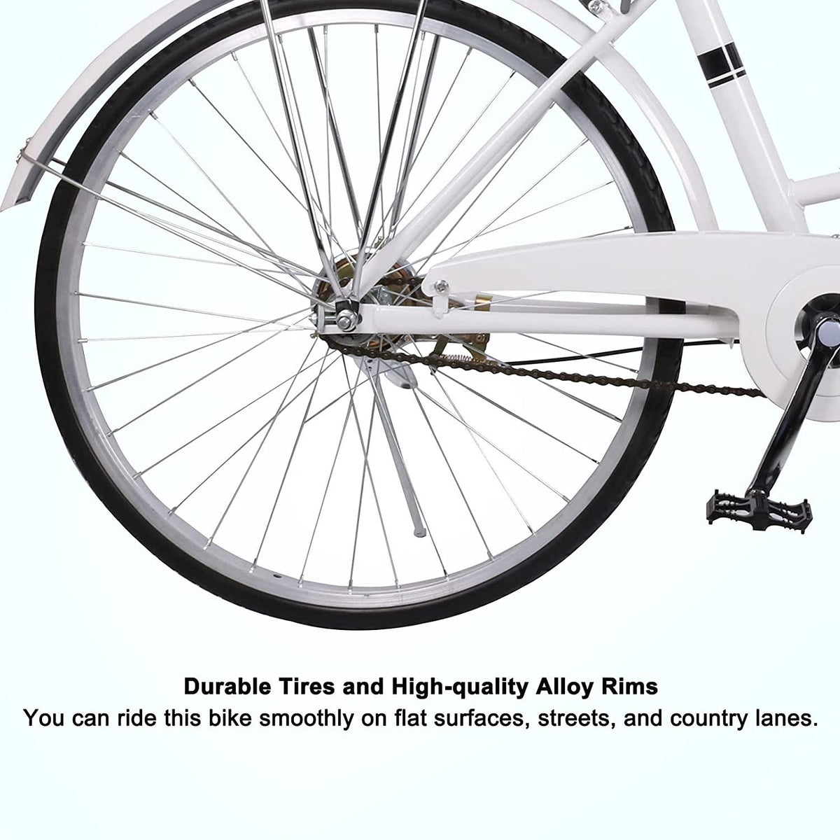 WINTECY 24 Inch Cruiser Bike Road Bicycle with Basket Classic Bicycle Retro Bicycle Men Women Bike for Adults