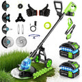 20000 RPM Electric Weed Eater Battery Powered 6000mAh, 12″ Brushless Electric Weed Wacker Cordless Wheeled Edger Trimmer, 4-in-1 Brush Cutter Heavy Duty/String Trimmer/Lawn Mower Edger, 2 Battery Tool