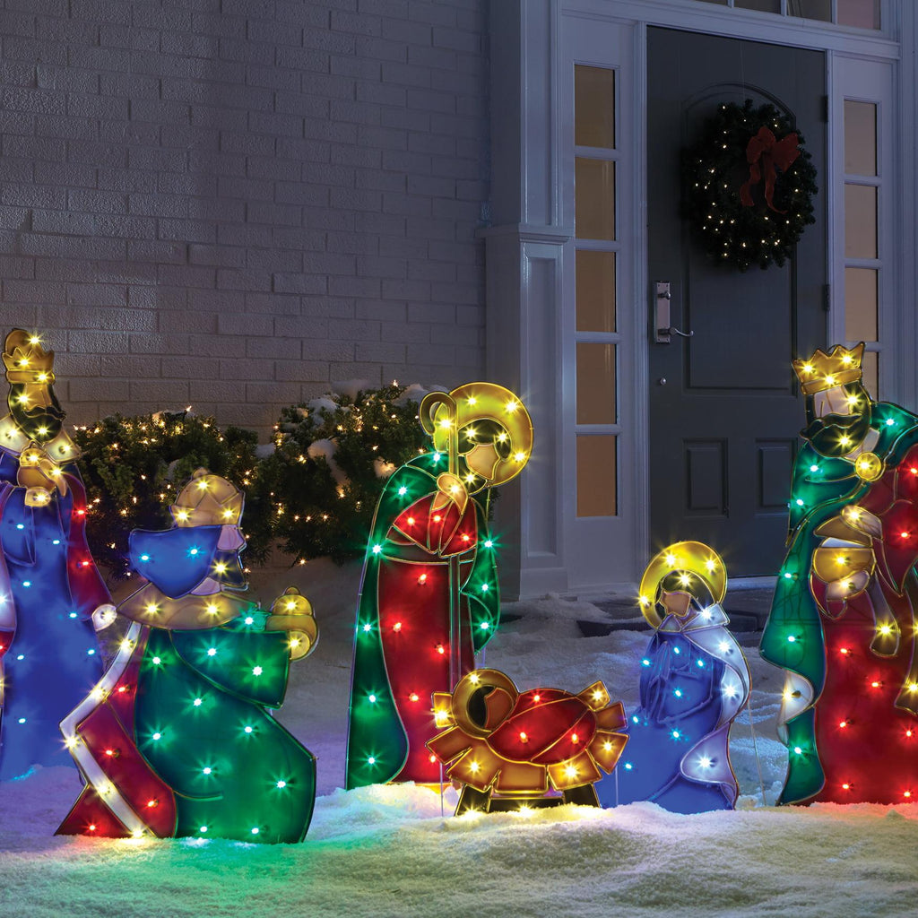 Brylanehome Christmas Set Of 3 Pre-Lit Holy Family Yard Decor, Multi Christmas Decoration