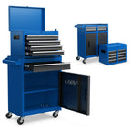 Rolling Tool Chest, 5-Drawer Tool Box Organizer w/Lockable Wheels & Sliding Drawers & Detachable Top & Adjustable Shelf, Tool StoraCabinet for GaraWorkshop (Blue)
