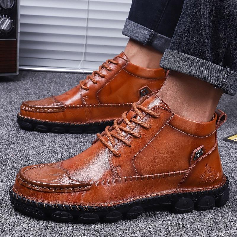 Men's Plus Size Leather Ankle Boots