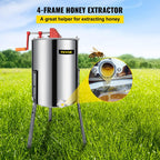 happybuy manual honey extractor separator 4 frame stainless steel honeycomb drum spinner crank beekeeping equipment apiary centrifuge equipment