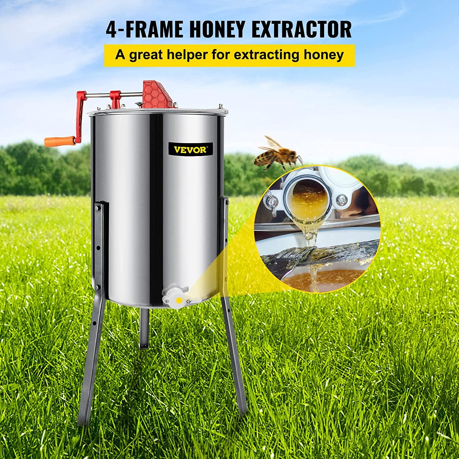 happybuy manual honey extractor separator 4 frame stainless steel honeycomb drum spinner crank beekeeping equipment apiary centrifuge equipment