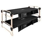 XL Black Portable Adjustable Bunk Bed Camping Bed with 2 Side Organizers