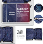 Luggage Expandable 3 Piece Sets PC+ABS Spinner Suitcase 20 inch 24 inch 28 inch (white grid)
