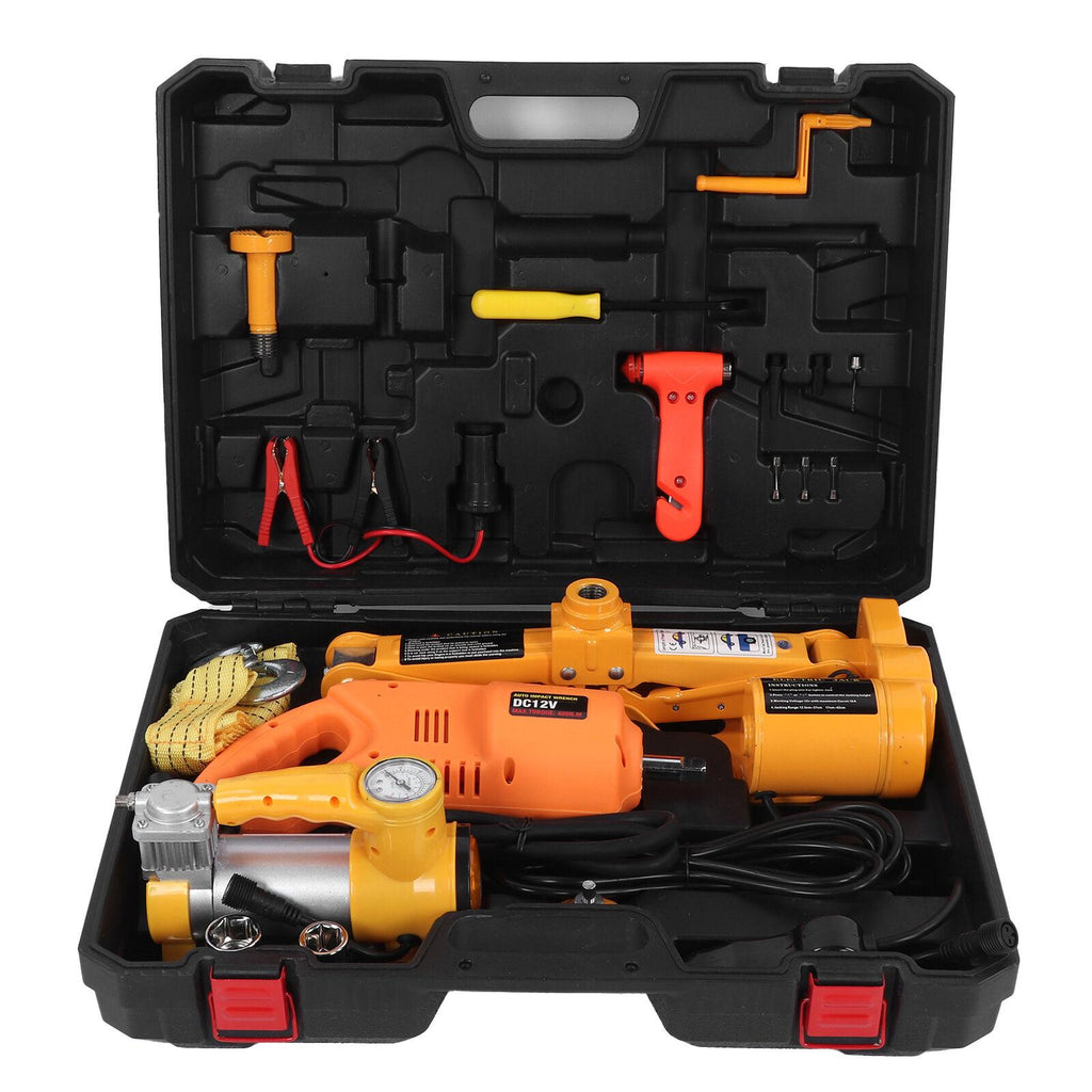 12V 3 T Electric Car Jack 42cm Lifting with Air Wrench Pump fit SUV Off闁炽儲鍘緊ad Car