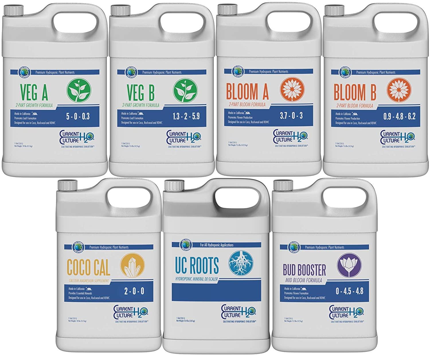 cultured solutions full run combo set (includes veg a+b, bloom a+b, uc roots, coco cal, and bud booster mid) (gallons)