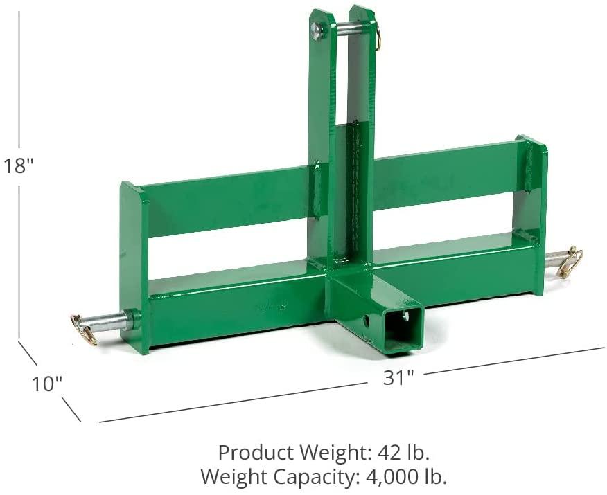 titan tractor drawbar with suitcase weight brackets | 2" receiver | cat 1 3-pt