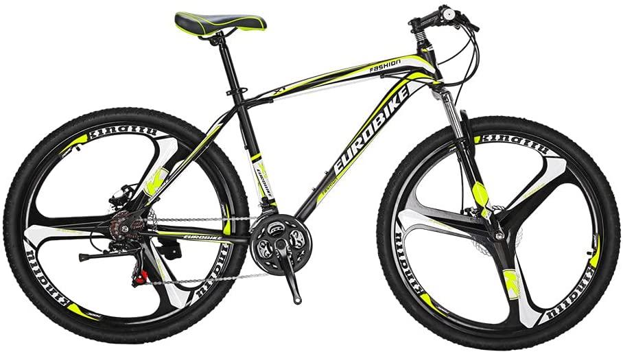 SD X1 27.5 Inch Adult Mountain Bike Steel Frame 3 Spoke Wheel Mechanical Disc Brake 21 Speed Gears System Front Suspension MTB Bicycle Blackyellow