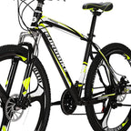 SD X1 27.5 Inch Adult Mountain Bike Steel Frame 3 Spoke Wheel Mechanical Disc Brake 21 Speed Gears System Front Suspension MTB Bicycle Blackyellow