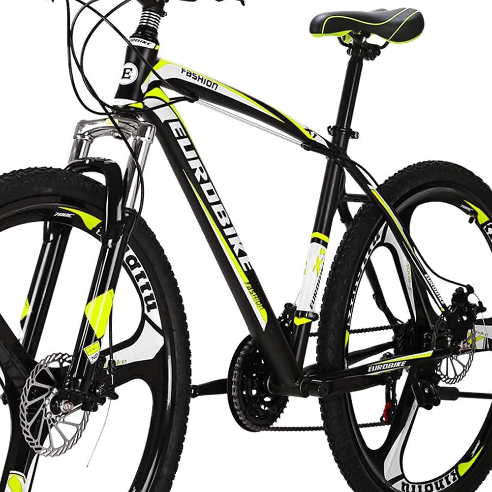 SD X1 27.5 Inch Adult Mountain Bike Steel Frame 3 Spoke Wheel Mechanical Disc Brake 21 Speed Gears System Front Suspension MTB Bicycle Blackyellow
