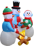 Two Christmas Party Decorations Bundle, Includes 5 Foot Tall HuChristmas Inflatable Snowmen Snowman Campfire Camping, and 5 Foot Christmas Inflatable Santa Claus and Three Reindeer on Motorcycle