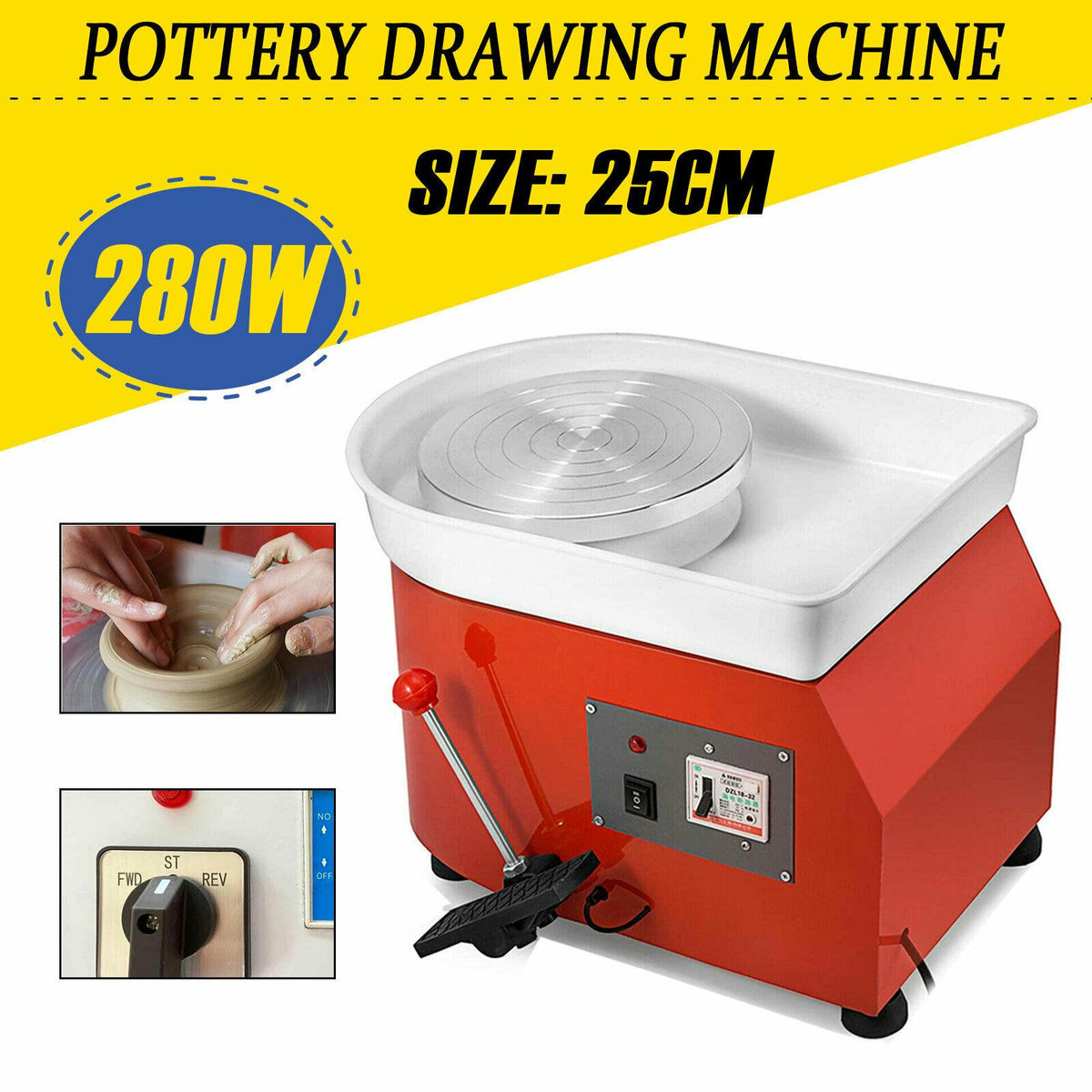 new 280w pottery wheel ceramic drawing machine school ceramic tool foot pedal