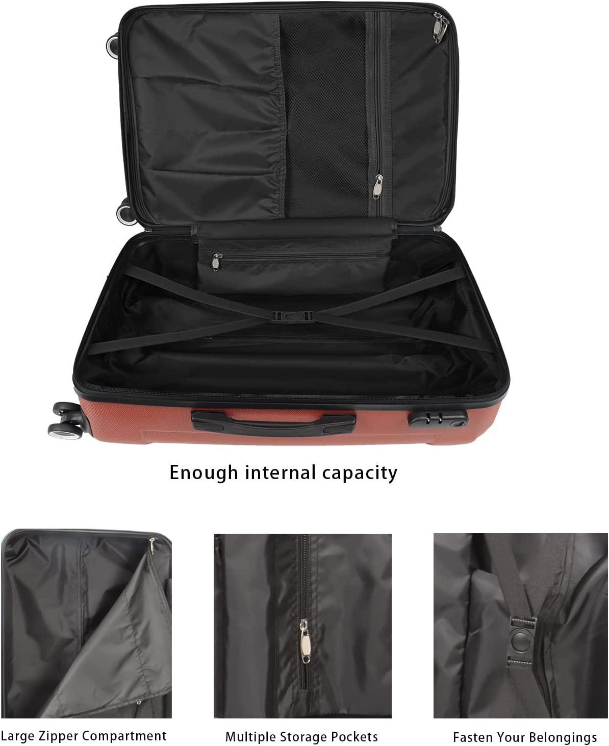 Luggage 3 Piece Suitcase Set Hardside Hardshell Lightweight ,luggage sets carry on Luggage suitcases with wheels suitable for Travel/Business Travel/School Suitour (Orange)