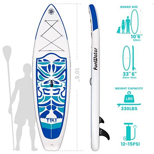 FunWater Inflatable 106×33"×6" Ultra-Light (17.6lbs) SUP for All Skill Levels Everything Included with Stand Up Paddle Board, Ad