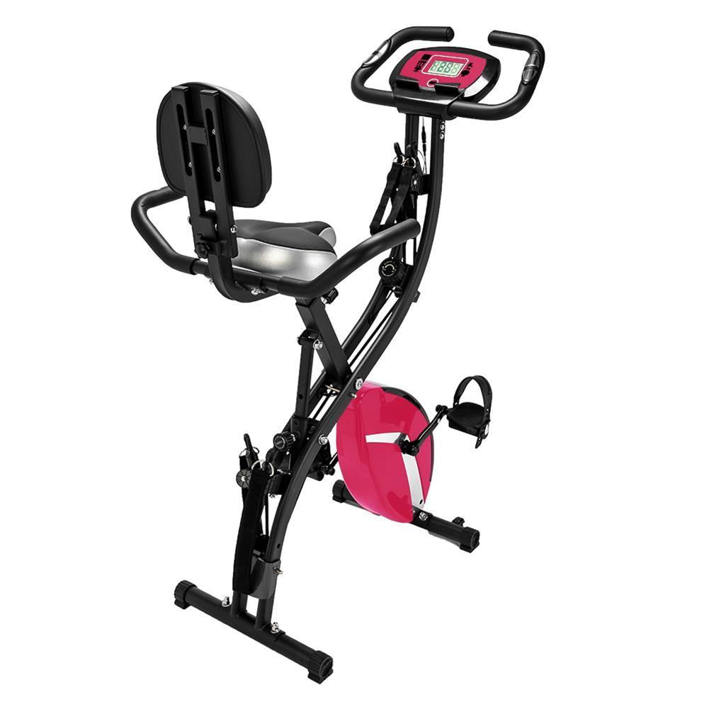 Daciye 3 in 1 Folding Upright Bike Indoor Home Exercise Fitness Equipment (Pink)