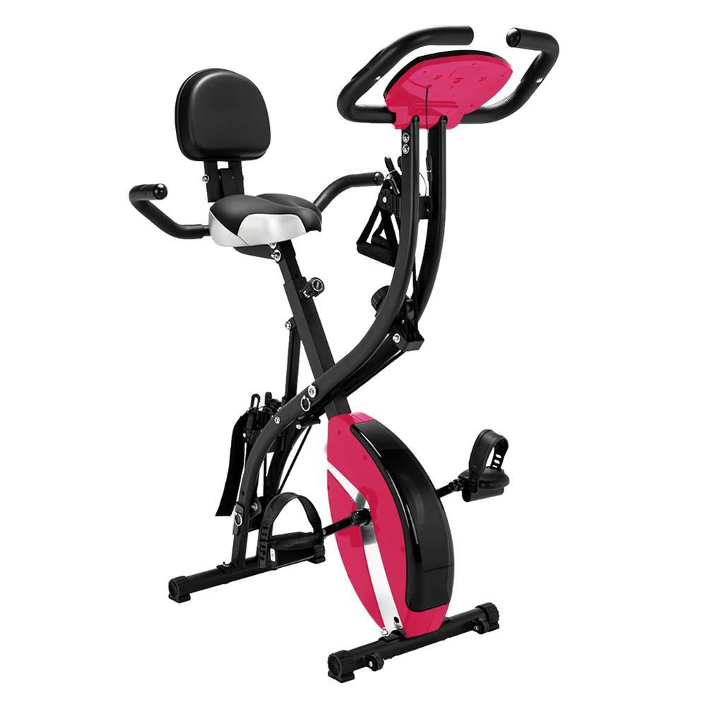Daciye 3 in 1 Folding Upright Bike Indoor Home Exercise Fitness Equipment (Pink)