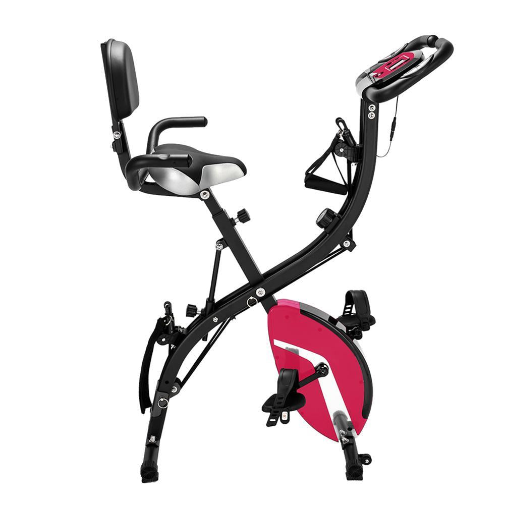 Daciye 3 in 1 Folding Upright Bike Indoor Home Exercise Fitness Equipment (Pink)