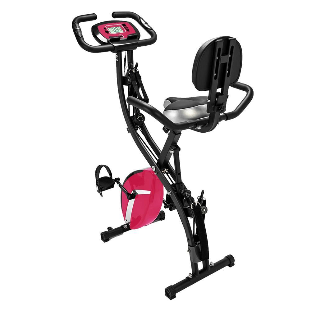 Daciye 3 in 1 Folding Upright Bike Indoor Home Exercise Fitness Equipment (Pink)