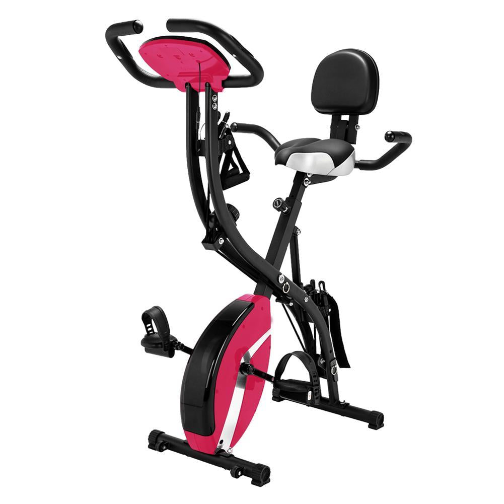 Daciye 3 in 1 Folding Upright Bike Indoor Home Exercise Fitness Equipment (Pink)