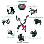 Daciye 3 in 1 Folding Upright Bike Indoor Home Exercise Fitness Equipment (Pink)