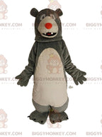 BIGGYMONKEYMascot Costume Gray and White Bear with Red Muzzle