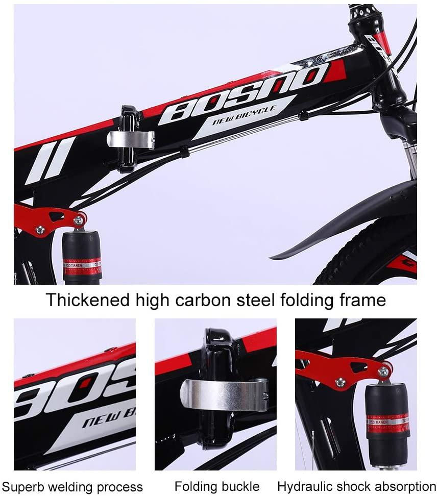 Bike Mountain 20/24/26 inch Adult Foldable Front and Rear Double disc Brakes Double Shock Absorber Commuting Comfortable